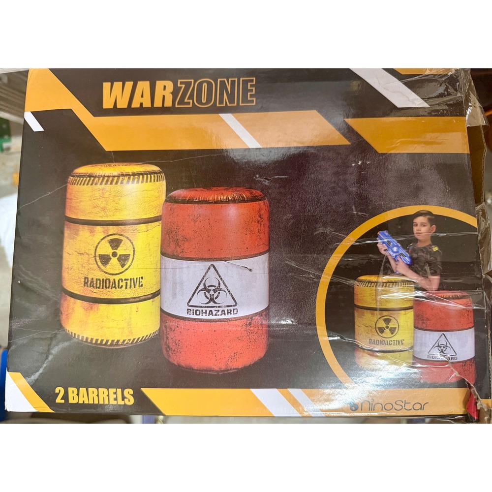 NinoStar Warzone Inflatable Barrels 2 Pack Radioactive Biohazard Nerf Obstacles